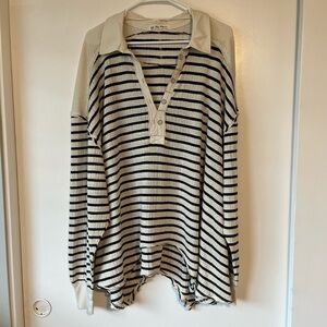 (SOLD) We the Free Striped Long Sleeve Henley Shirt